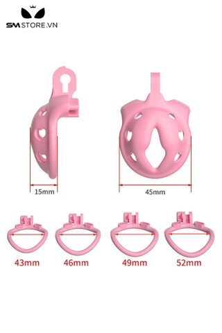 SMT2509 - Khóa dương vật mặt dẹt bằng nhựa có hình trái tim