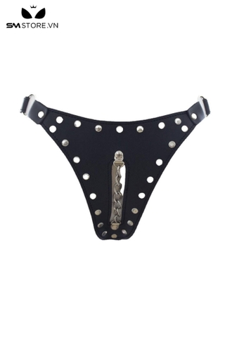 SMT2335 - Đai trinh tiết có dây xích đính đinh tán da PU đính đinh tán