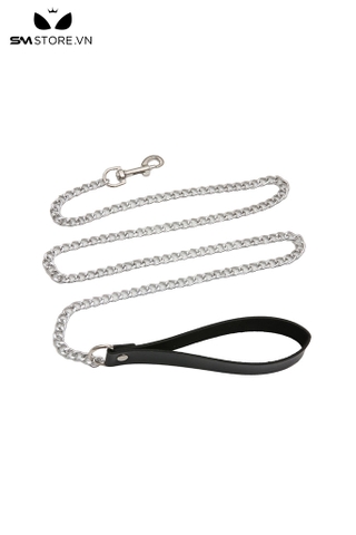 SMT285 - dây xích kim loại cổ SM chất liệu tay câm da PU dài 98cm