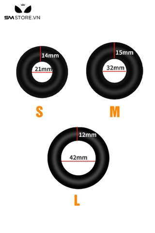 SMT215 - Vòng đeo dương vật silicon co giãn tốt màu đen với 3 size