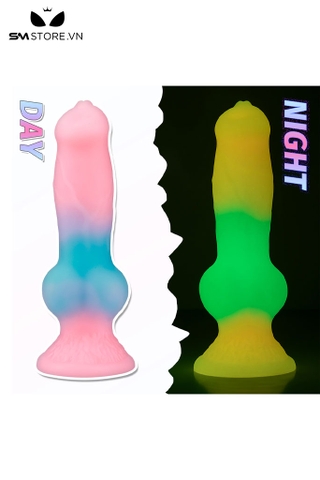 SMT2168 - Dương vật giả phát sáng silicon có 5 size đế dính tường