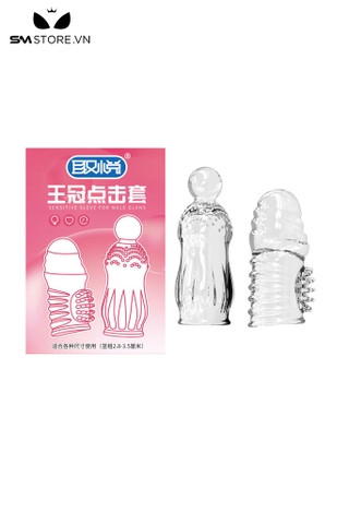 SMT2702 - Bao cao su đôn trong suốt hình vương miện dài 72mm