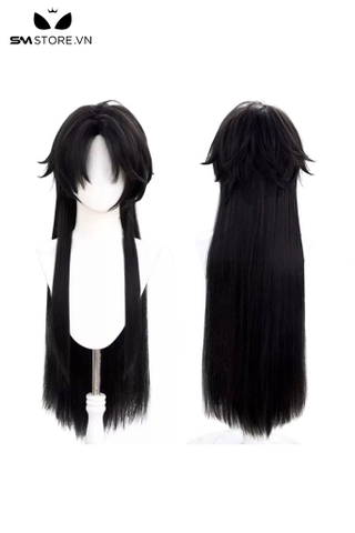 SMP157 - Tóc giả đen hóa trang anime Genshin Impact dài 85cm