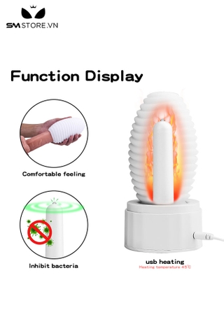 SMT1392 - Cốc thủ dâm silicon xoắn ốc có chế độ sưởi ấm dùng sạc