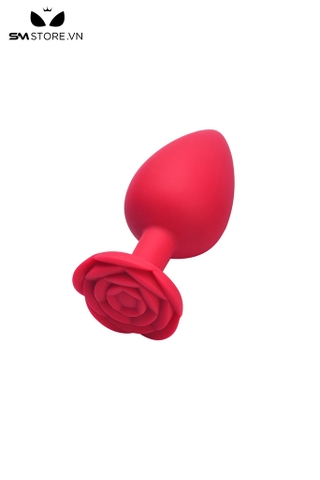 SMT203 - butt plug silicon hoa hồng đỏ phích cắm hình thoi