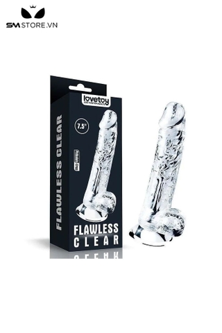 SMT1909 - Dương vật giả Lovetoy silicon trong suốt có bìu dài 18cm