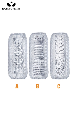 SMT2531 - Cốc thủ dâm trong suốt có bi nổi dài 14cm chất liệu silicon