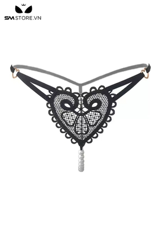 SMS207 - quần lót lọt khe đính hạt ren xuyên thấu hình trái tim