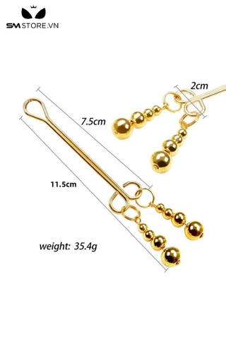 SMT1753 - Kẹp núm vú bằng kim loại mix 4 hạt bi tròn dài 11.5cm