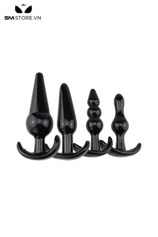 SMT247 - Combo 4 butt plug hậu môn bằng nhựa với đa dạng đầu cắm