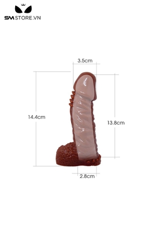 SMT1799 - Bao cao su đôn dên màu nâu chống xuất tinh sớm dài 14.4cm