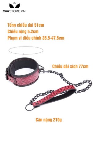 SMT2493 - xích cổ SM chất liệu da bóng họa tiết kim cương