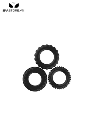 SMT630 - Bộ 3 vòng đeo dương vật cao su màu đen đường kính 23mm