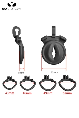 SMT2510 - Khóa dương vật bằng nhựa mặt dẹt với 4 vòng đeo