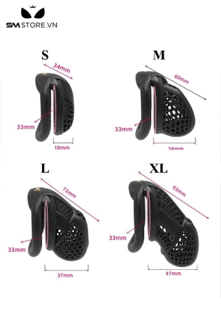 SMT2677 - Khóa dương vật nhựa tổ ong nhỏ vòng cung có 4 size