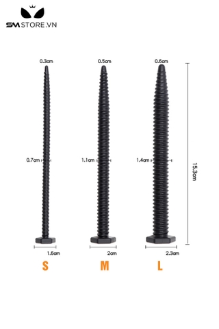 SMT2188 - Que niệu đạo silicon hình cái vít có vân ngang và 3 size