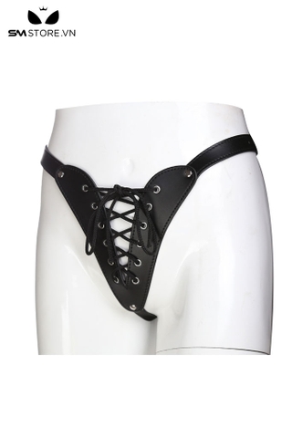 SMT2336 - Đai trinh tiết có dây buộc trước chất liệu da PU