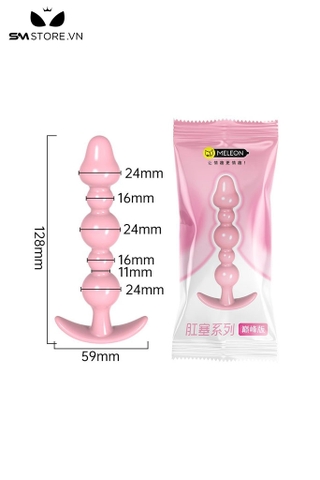 SMT1435 - Phích cắm hậu môn nhựa có 5 tầng màu hồng dài 128mm