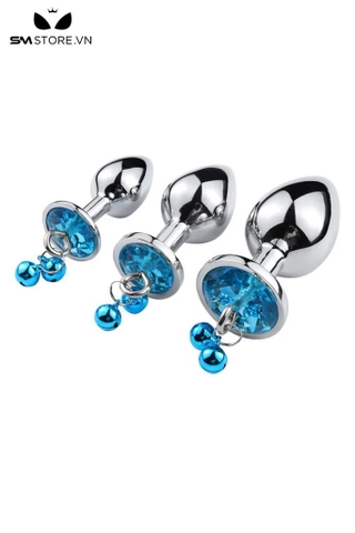 SMT1362 - Phích cắm hậu môn inox có đế hình trái tim mix 2 chuông