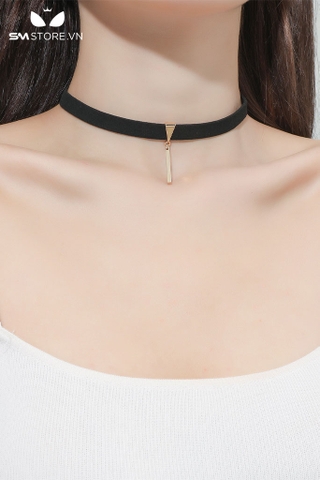 SMP010 - vòng cổ choker dây da thanh thẳng hợp thời trang