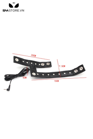 SMT2475 - Vòng đeo dương vật bằng da PU kèm chế độ sốc điện