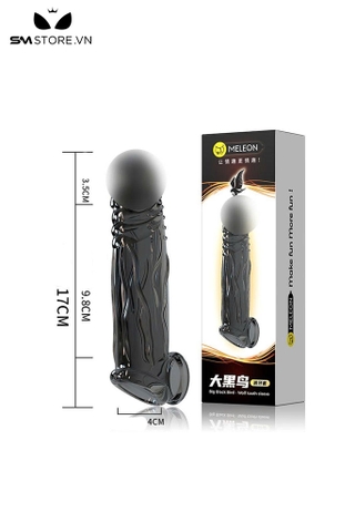SMT1442 - Bao cao su đôn dên màu đen có bi ở đầu dài 17cm