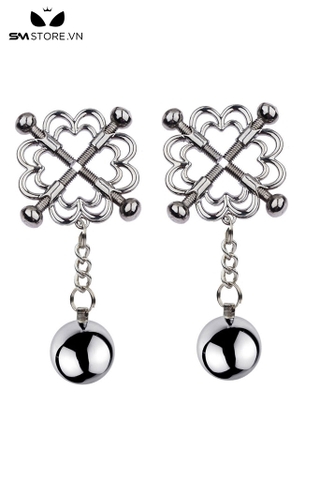 SMT2657 - Kẹp núm vú hoa anh đào mix kèm dây xích và quả bóng