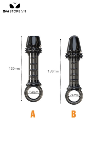 SMT2619 - Bao cao su đôn dên hở giữa có gai đeo bìu dài 138mm