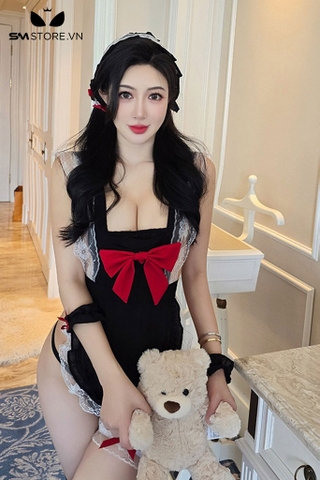 SMS731 - Cosplay lolita áo hở lưng có dây buộc viền ren quần lọt khe