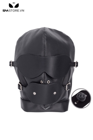 SMT2843 - Ball gag có mặt nạ da PU trùm kín đầu dài 33cm
