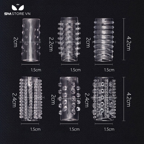 SMT074 - Combo 6 bao cao su đôn dên trong suốt đường kính 1.5cm