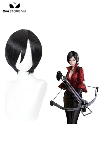 SMP155 - Tóc giả ngắn anime cosplay kiểu bob dài 32cm màu đen