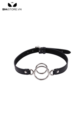 SMT589 - Ring gag da PU 2 vòng kim loại dài 60cm đường kính 4cm