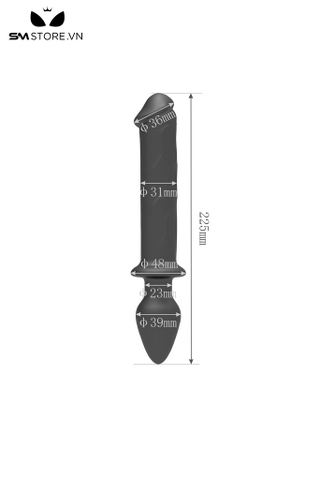 SMT2590 - Dương vật giả kèm phích cắm hậu môn hình thoi dài 225mm