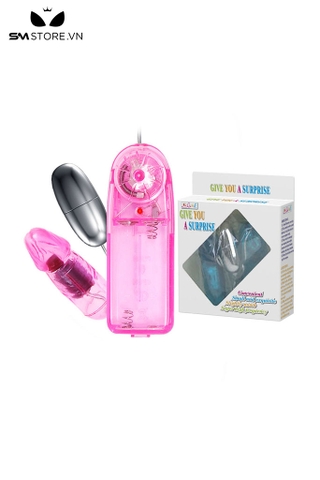 SMT1707 - Trứng rung nhựa 2 đầu có dương vật dài 8.9cm