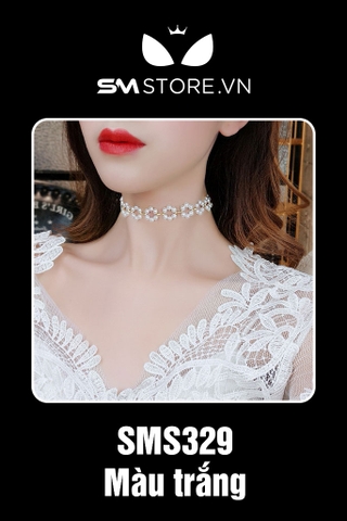 SMP007 - vòng choker ngọc trai thiết kế hình bông hoa siêu đẹp