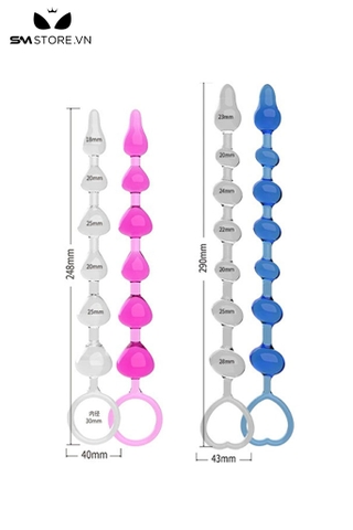 SMT881 - Anal plug hậu môn silicon dạng chuỗi ngọc trong suốt