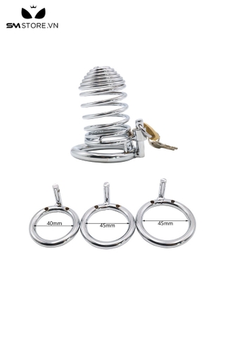 SMT2048 - Khóa dương vật inox dạng lồng với 12 thanh tròn