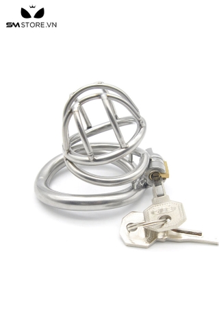 SMT861 - Khóa dương vật inox không gỉ nắp lồng 2 vòng hở dọc