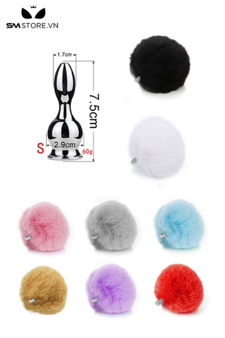 SMT054 - Butt plug cosplay đuôi thỏ phích cắm 2 tầng dài 7.5cm