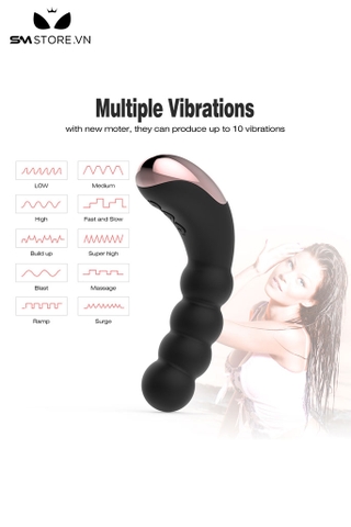 SMT2176 - Máy rung hậu môn có 10 tần số sạc điện dài 15.5cm