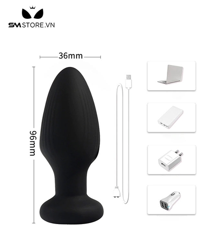 SMT974 - Butt plug rung ngoáy đèn 7 màu điều khiển từ xa