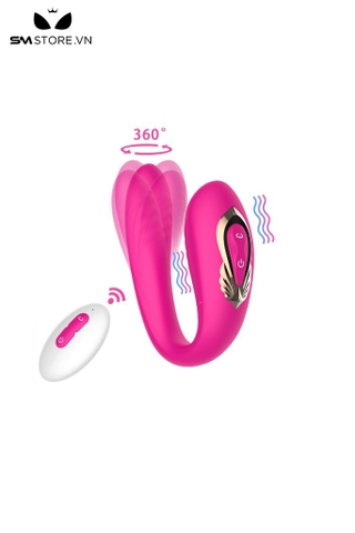 SMT554 - Máy rung âm đạo silicon 2 nhánh điều khiển từ xa màu hồng