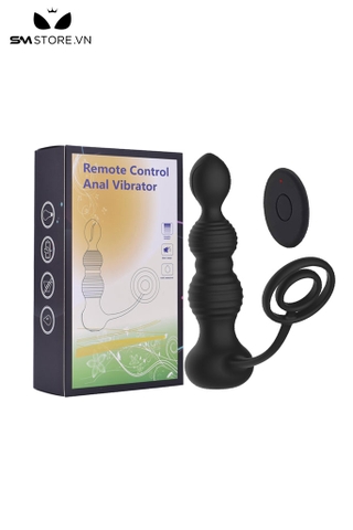 SMT1567 - Máy rung hậu môn có 10 tần số mix vòng đeo dương vật