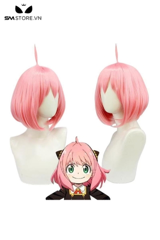 SMP159 - Tóc giả cosplay học sinh Nhật Bản ngắn ngang cổ màu hồng
