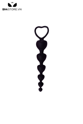 SMT116 - Anal beads hình trái tim silicon dài 18cm màu đen tím