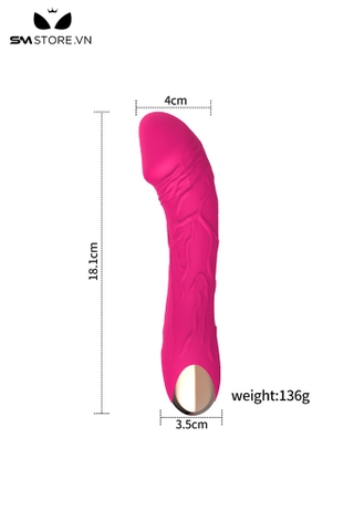 SMT1202 - Dương vật giả silicon dài 18.1cm có 20 tần số chống nước