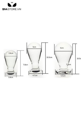 SMT1356 - Phích cắm hậu môn bằng thủy tinh có 3 size trắng trong suốt