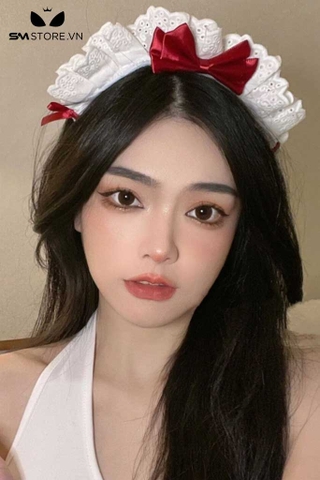 SMP137 - Băng đô cài tóc hóa trang hầu gái mix nơ ren đính nơ