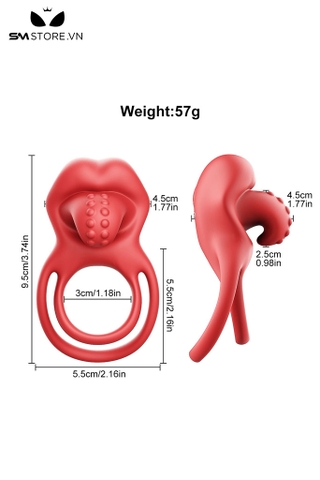 SMT2496 - Vòng đeo dương vật mix lưỡi liếm rung 10 chế độ